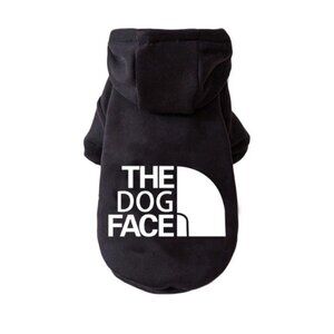 Puppy Pet The Dog Face Black L Fleece Hoodie Coat‎ Jacket Vest Apparel Clothing